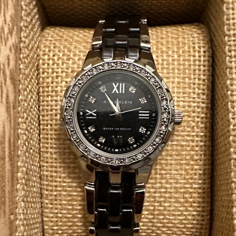 Anne Klein Black Dial Silver Bracelet Watch